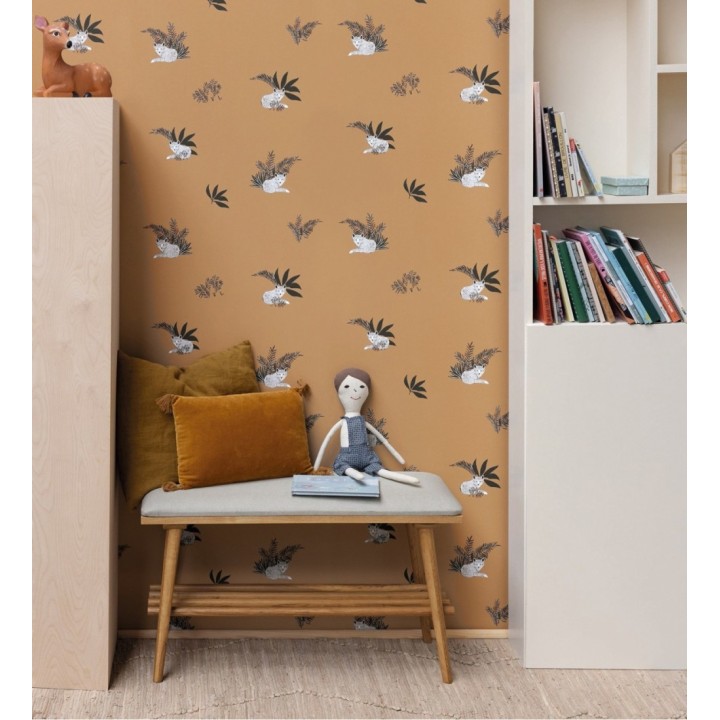 Papel pintado de animales zorros fondo marrón - Loritz 128508