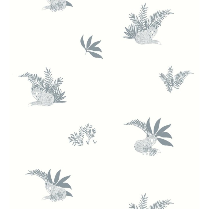 Papel pintado de animales zorros fondo blanco - Loritz 128509