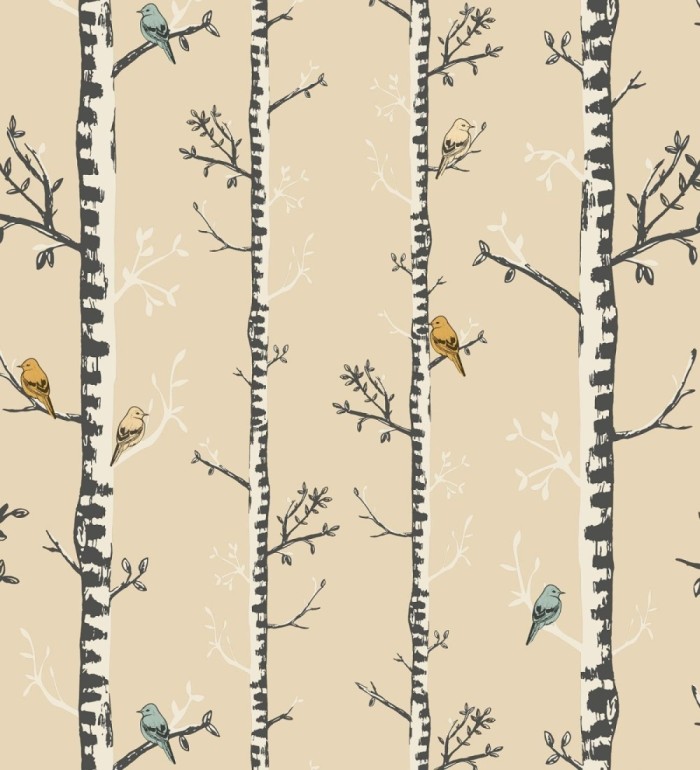 Papel pintado troncos y pájaros estilo naturaleza - Esli Forest 128516