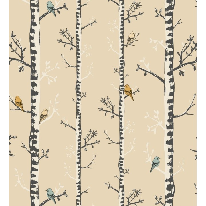 Papel pintado troncos y pájaros estilo naturaleza - Esli Forest 128516