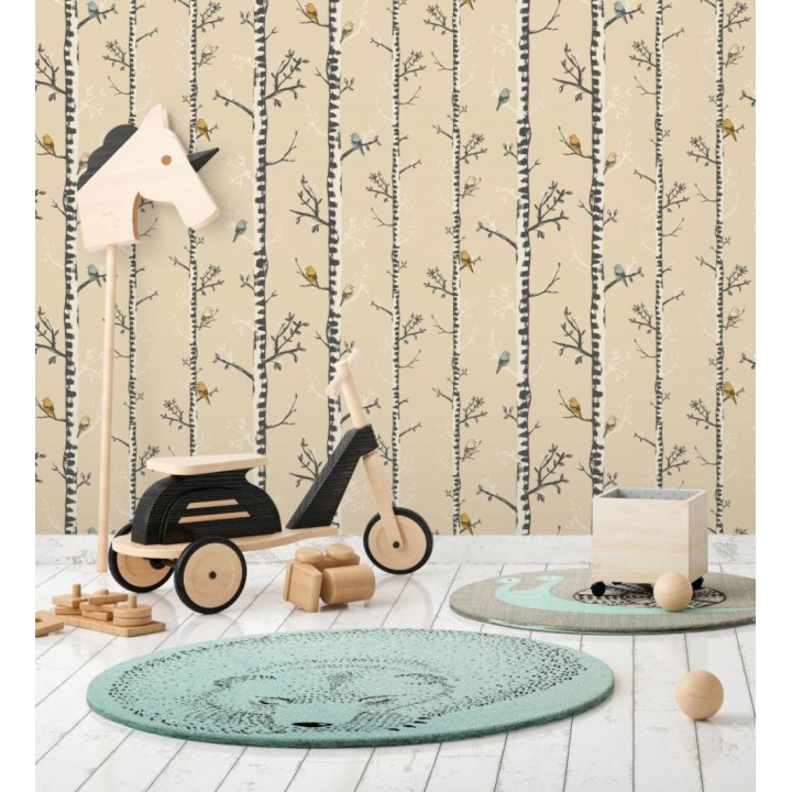 Papel pintado troncos y pájaros estilo naturaleza - Esli Forest 128516