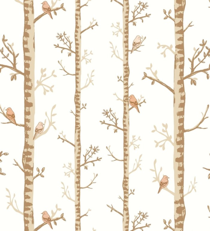 Papel pintado troncos y pájaros estilo naturaleza - Esli Forest 128517