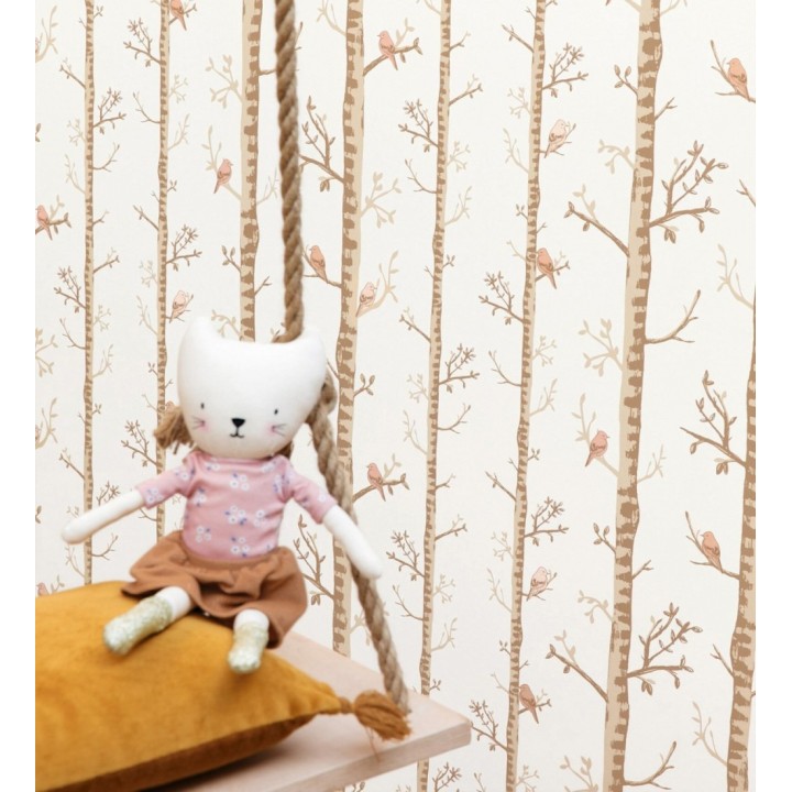 Papel pintado troncos y pájaros estilo naturaleza - Esli Forest 128517