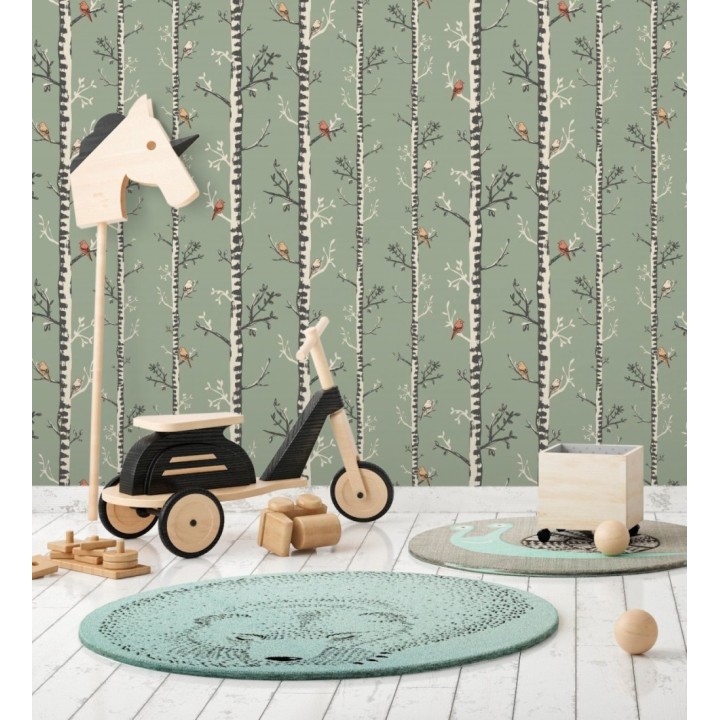 Papel pintado troncos y pájaros naturaleza - Esli Forest 128518