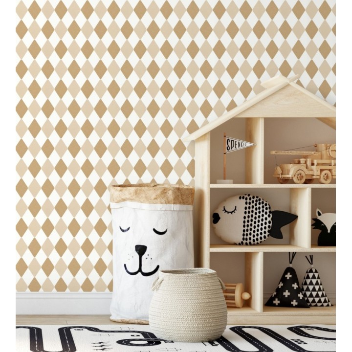 Papel pintado de rombos color beige - Edrei Diamonds 128519