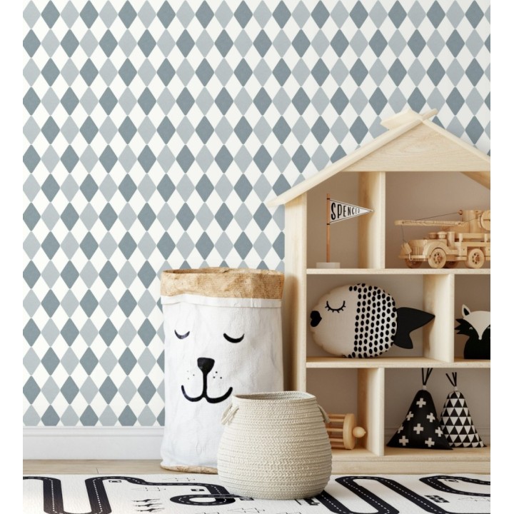 Papel pintado de rombos color azul - Edrei Diamonds 128520