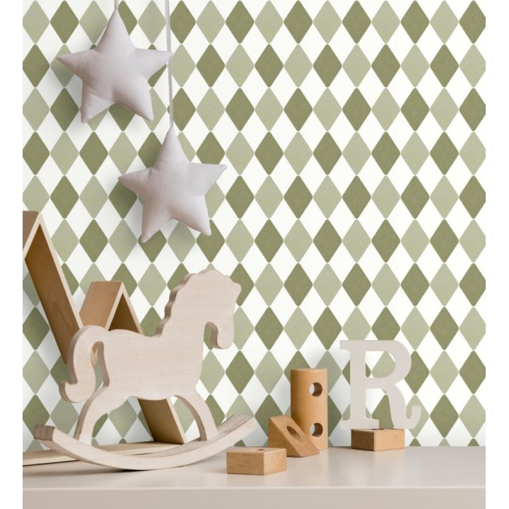 Papel pintado de rombos color verde - Edrei Diamonds 128521
