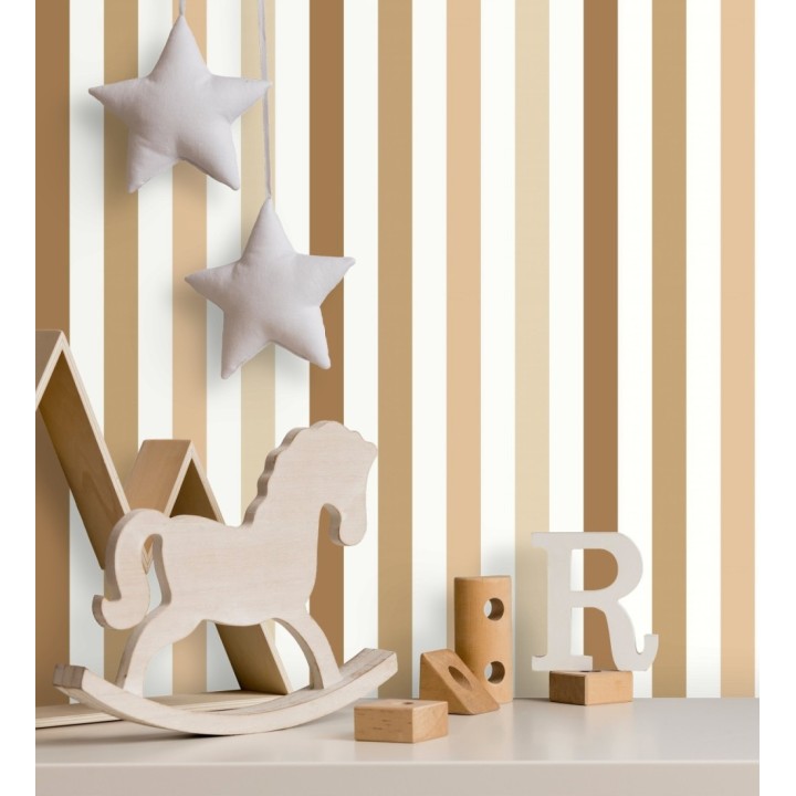 Papel pintado de rayas gama de color del marrón al beige - Fenris stripes 128522