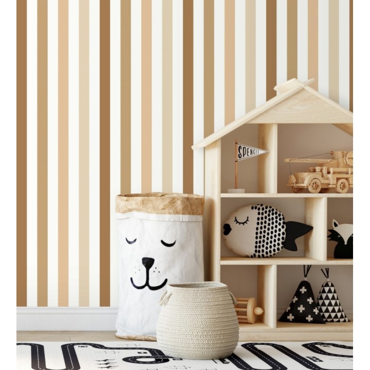 Papel pintado de rayas gama de color del marrón al beige - Fenris stripes 128522