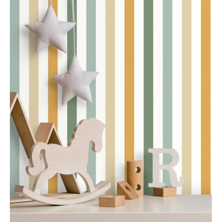 Papel pintado de rayas con colores tropicales - Fenris stripes 128523