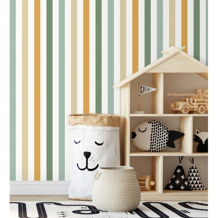 Papel pintado de rayas con colores tropicales - Fenris stripes 128523