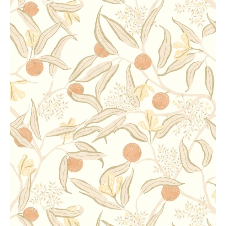 Papel pintado de frutas naranjas y hojas - Natarin 128526