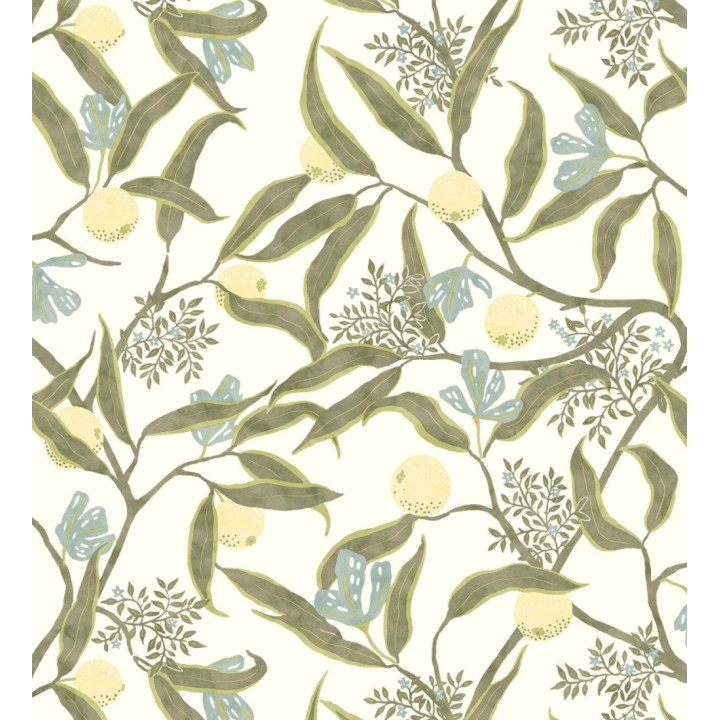 Papel pintado de frutas amarillas y hojas verdes - Natarin 128528