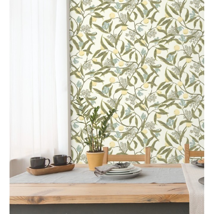 Papel pintado de frutas amarillas y hojas verdes - Natarin 128528