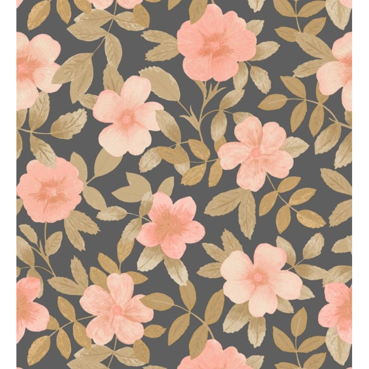 Papel pintado de flores y hojas con textura efecto textil - Maitane 128530