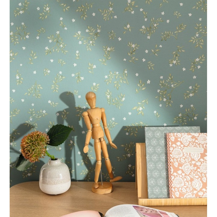 Papel pintado flores pequeñas liberty con textura efecto textil - Petite Andrea 128537