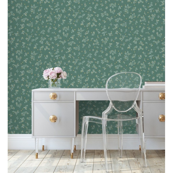 Papel pintado flores pequeñas liberty con textura efecto textil - Petite Andrea 128539