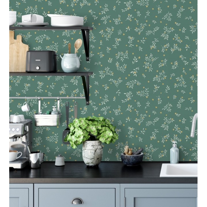 Papel pintado flores pequeñas liberty con textura efecto textil - Petite Andrea 128539