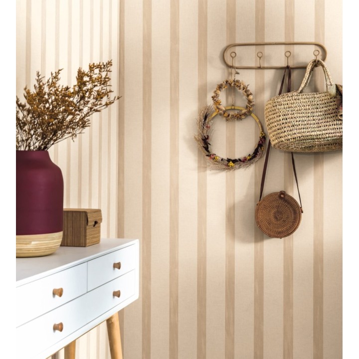 Papel pintado de rayas con textura efecto textil - Galilea Stripes 128541