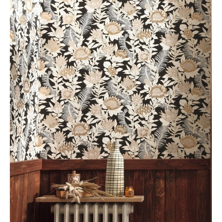 Papel pintado de flores peonias y hojas - Belina Flowers 128545