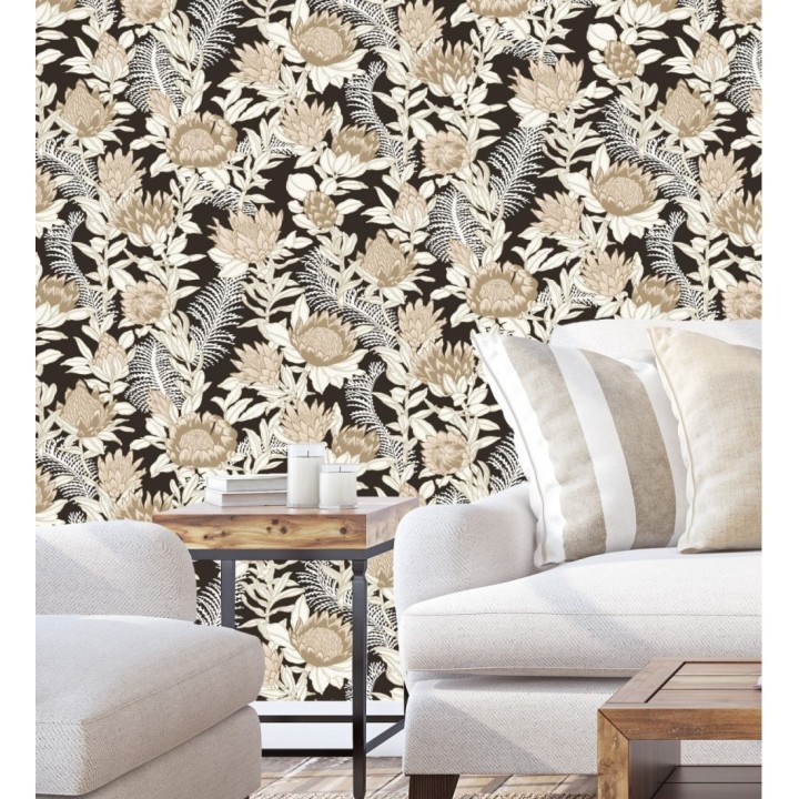 Papel pintado de flores peonias y hojas - Belina Flowers 128545