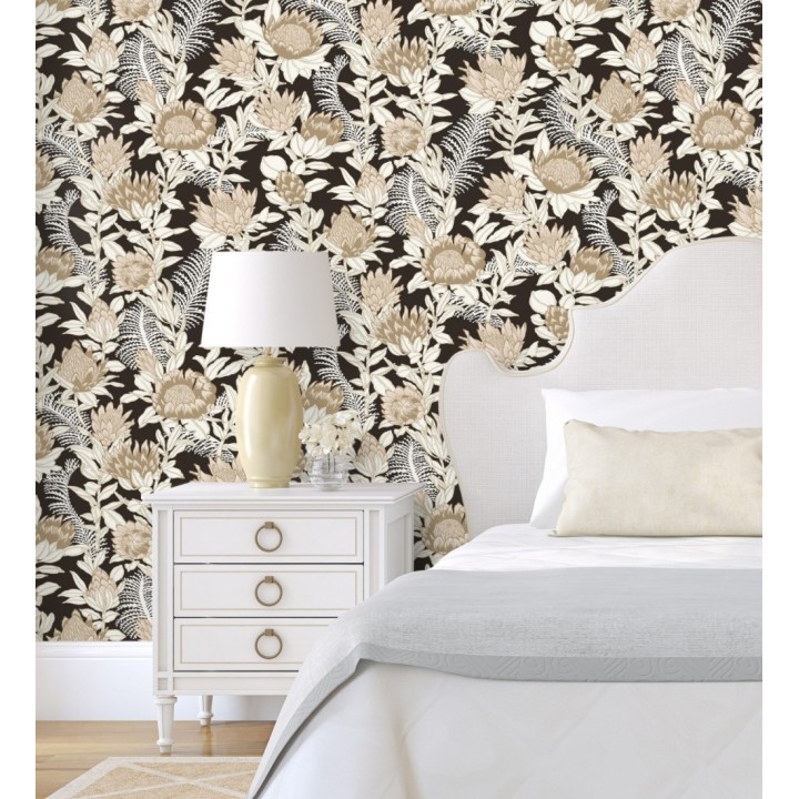 Papel pintado de flores peonias y hojas - Belina Flowers 128545