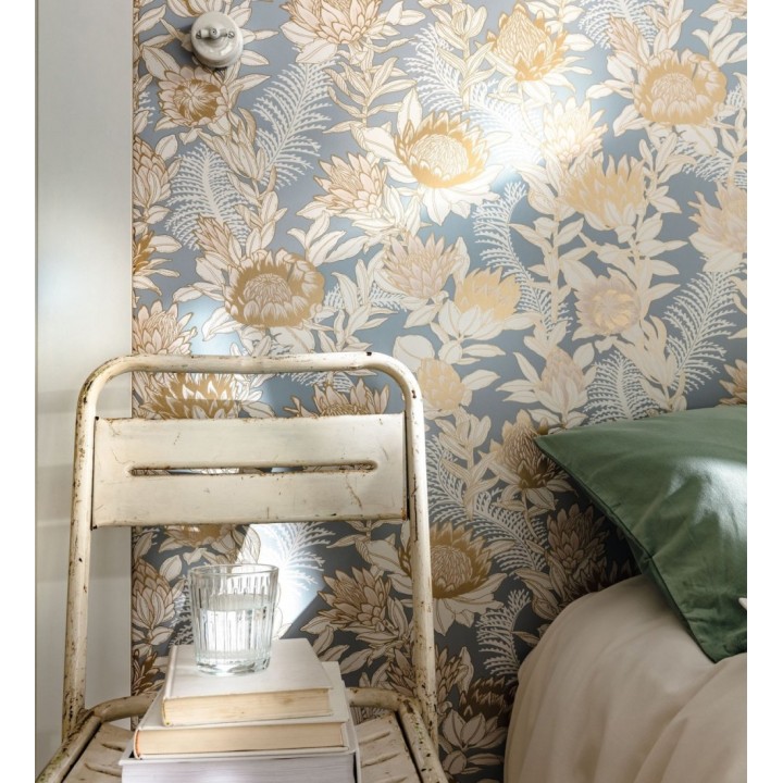 Papel pintado de flores peonias y hojas - Belina Flowers 128546