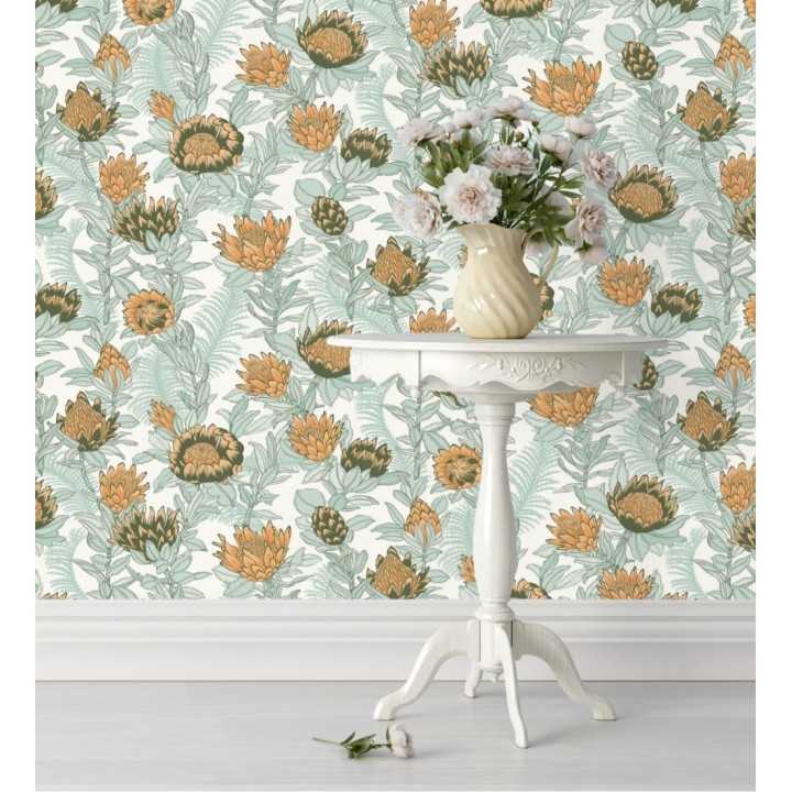 Papel pintado de flores peonias y hojas - Belina Flowers 128548