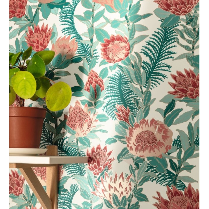 Papel pintado de flores peonias y hojas - Belina Flowers 128549