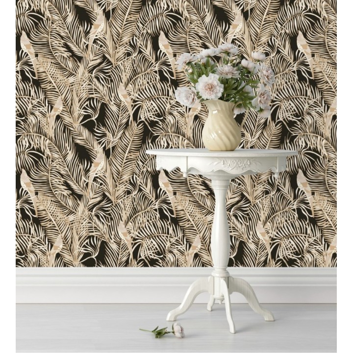 Papel pintado ave del paraíso fondo negro estilo tropical - Zambala Birds 128551