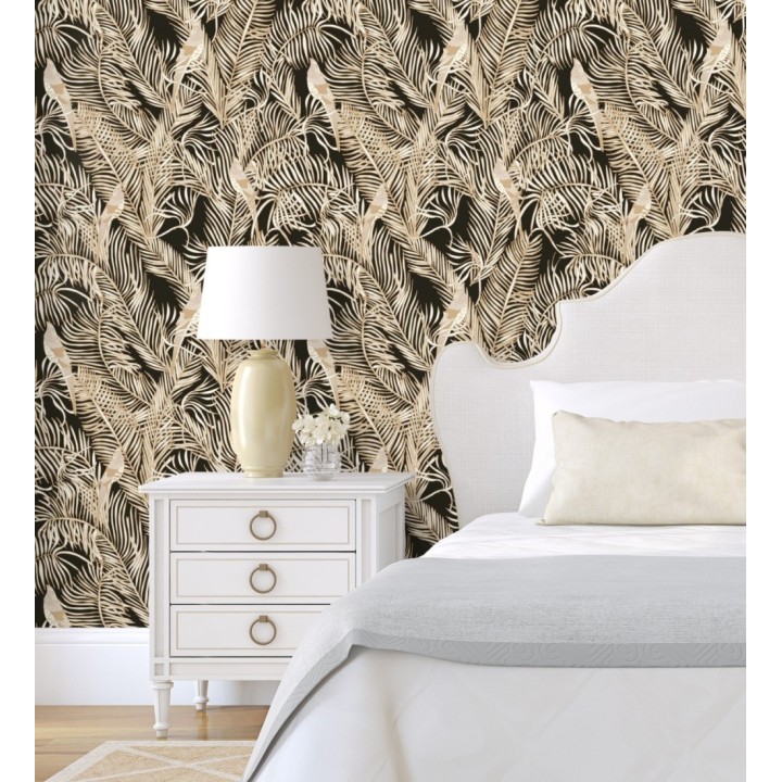 Papel pintado ave del paraíso fondo negro estilo tropical - Zambala Birds 128551