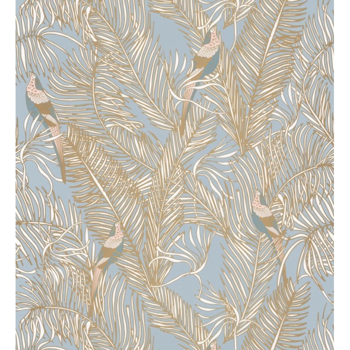 Papel pintado ave del paraíso fondo celeste estilo tropical - Zambala Birds 128552