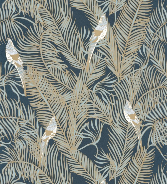 Papel pintado ave del paraíso fondo azul estilo tropical - Zambala Birds 128553