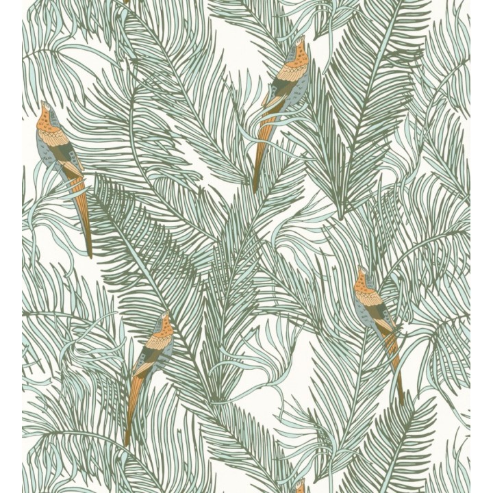 Papel pintado ave del paraíso fondo blanco estilo tropical - Zambala Birds 128554
