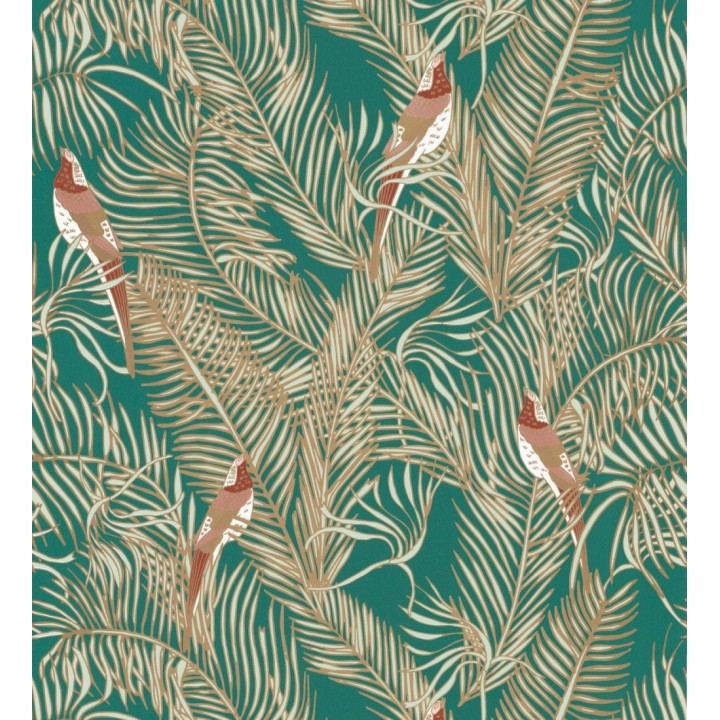 Papel pintado ave del paraíso fondo verde estilo tropical - Zambala Birds 128555