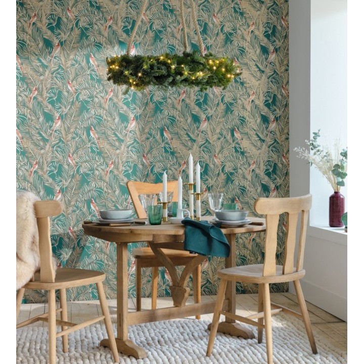 Papel pintado ave del paraíso fondo verde estilo tropical - Zambala Birds 128555