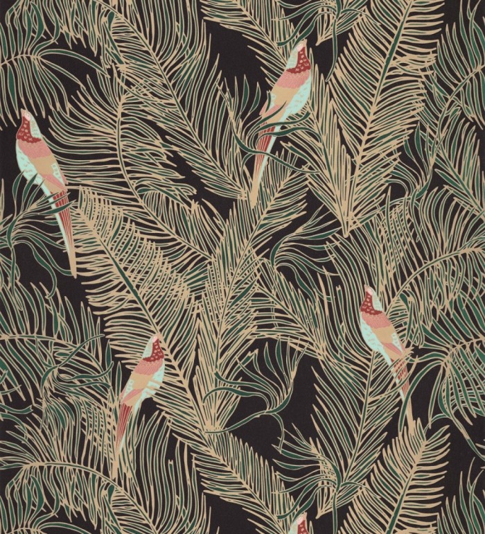 Papel pintado ave del paraíso fondo negro estilo tropical - Zambala Birds 128556