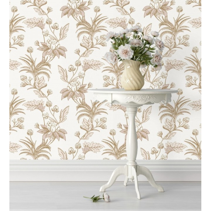 Papel pintado de flores efectos dorados - Anouk Garden 128561