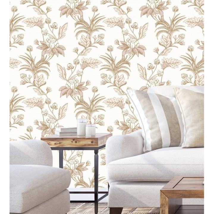 Papel pintado de flores efectos dorados - Anouk Garden 128561