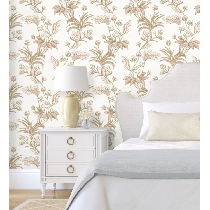 Papel pintado de flores efectos dorados - Anouk Garden 128561