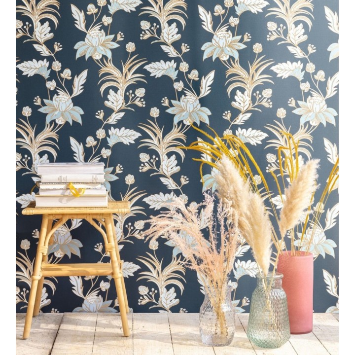 Papel pintado de flores efectos dorados - Anouk Garden 128562