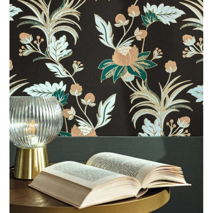 Papel pintado de flores efectos dorados - Anouk Garden 128563