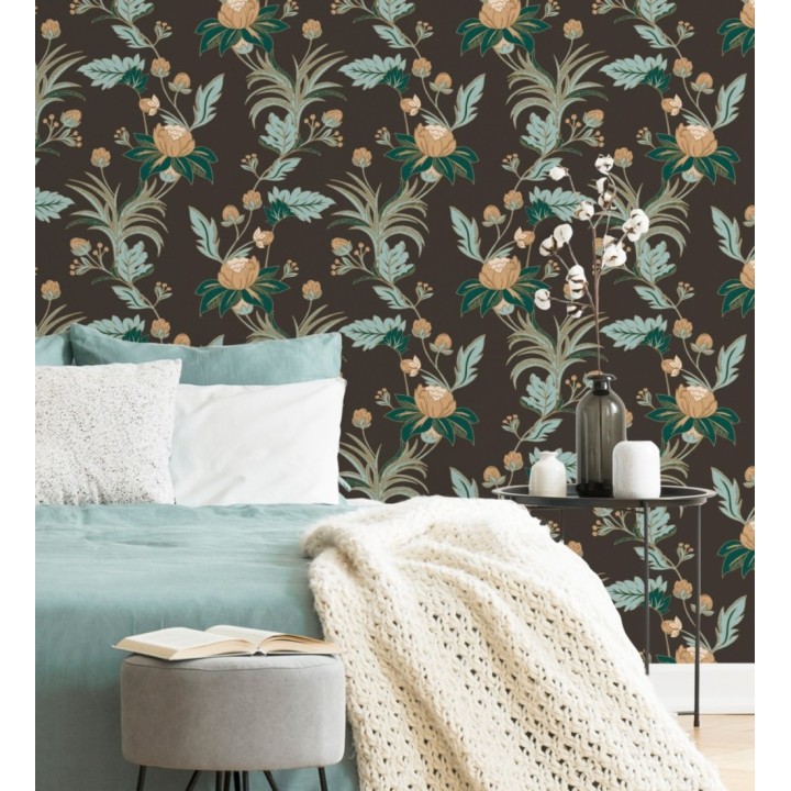 Papel pintado de flores efectos dorados - Anouk Garden 128563