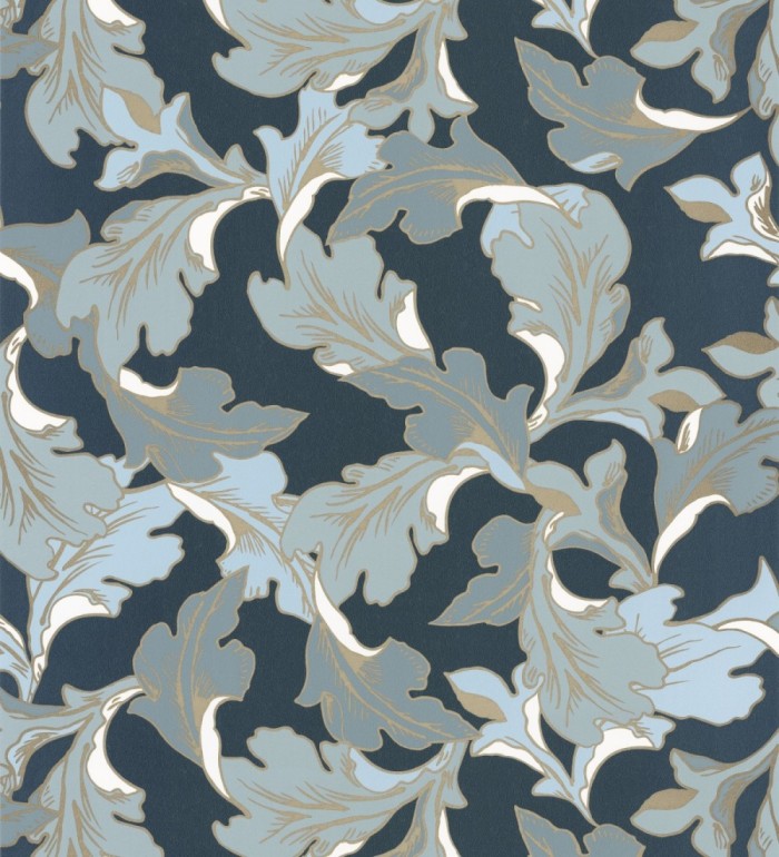 Papel pintado de hojas con efecto dorados estilo neobarroco - Corentina 128566