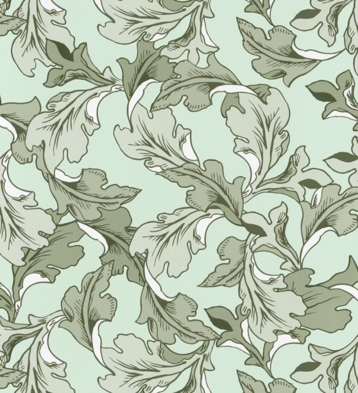 Papel pintado de hojas verdes estilo neobarroco - Corentina 128568