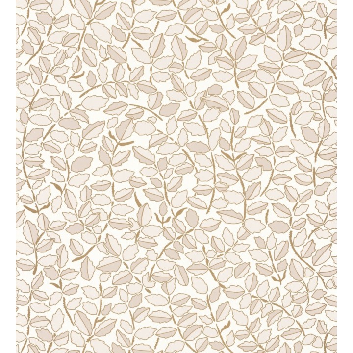Papel pintado de hojas pequeñas con efectos dorados estilo nórdico - Laraine 128569