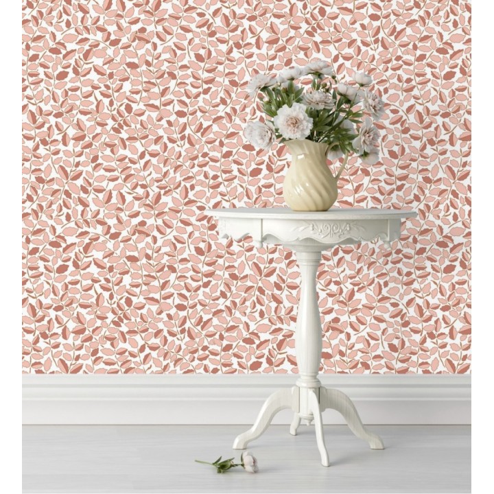 Papel pintado de hojas pequeñas con efectos dorados estilo nórdico - Laraine 128570