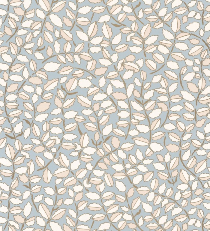 Papel pintado de hojas pequeñas con efectos dorados estilo nórdico - Laraine 128571