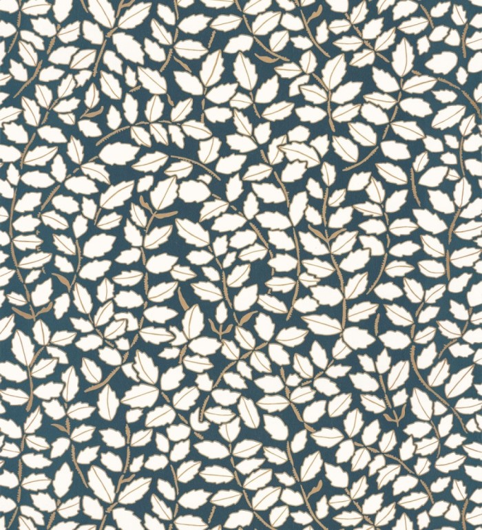 Papel pintado de hojas pequeñas con efectos dorados estilo nórdico - Laraine 128572