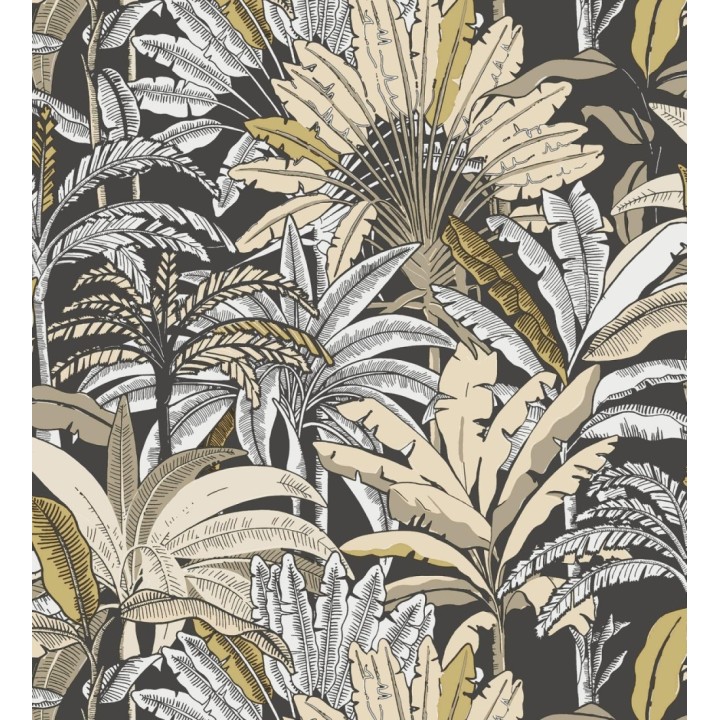 Papel pintado selva tropical con efectos dorados - Sarabi 128574